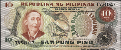 Bangko Sentral ng Pilipinas. Note. 10 Piso. "Ang Bagong Lipunan Series" (1973-1983).  2