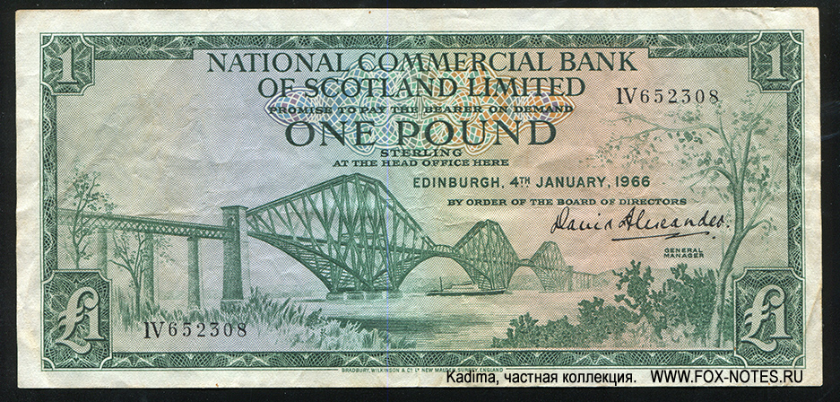National Commercial Bank of Scotland Limited 1 Pound 1966