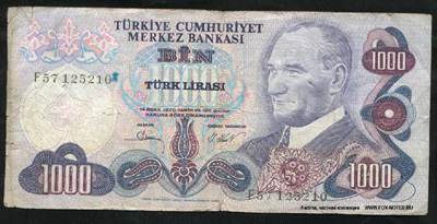 Banknotlari 1000 Türk Lirasi 1930. (1978)
