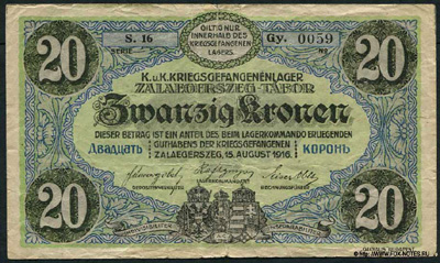 K. u. K. Kriegsgefangenenlager Zalaegerszeg-Tabor 20 Kronen 1916