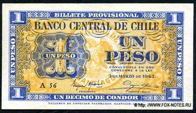Banco Central de Chile 1 Peso 1943