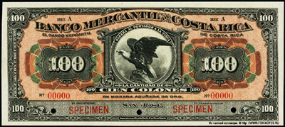 Banco Mercantil de Costa Rica 100 Colones 1910