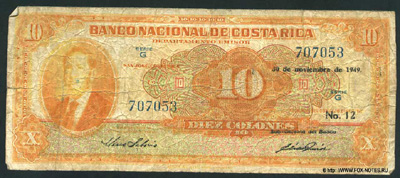Banco Nacional de Costa Rica 10 Colones 1949