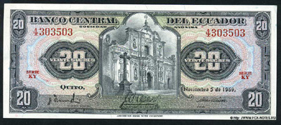 Banco Central del Equador 20 sucres 1969
