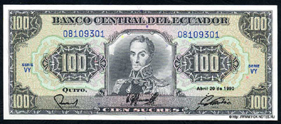 Banco Central del Equador.  100  1990