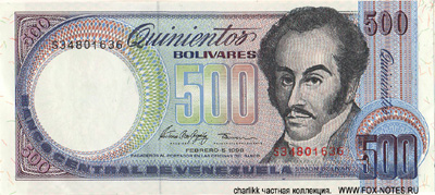 Banco Central de Venezuela. Венесуэла 500 боливаров 1998 банкнота
