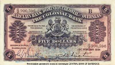 Barclays Bank 5 Dollars 1934