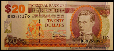Central Bank of Barbados 20 Dollars 2000