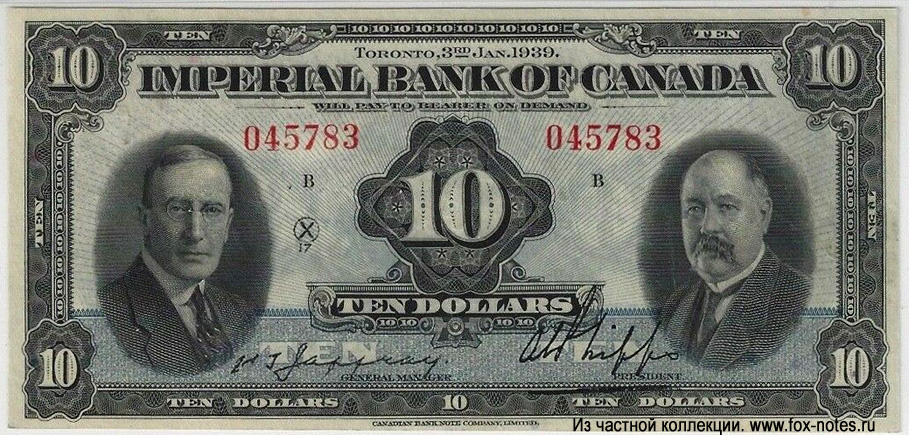 Imperial Bank of Canada 10 Dollars 1939