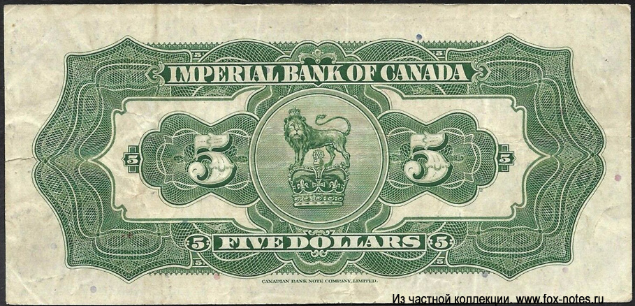Imperial Bank of Canada 5 Dollars 1939