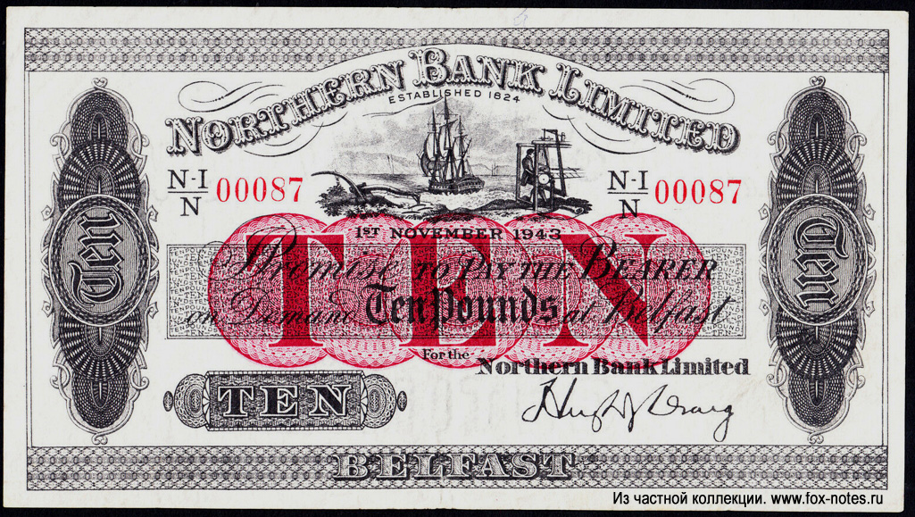 NORTHERN BANK LIMITED 10 Pounds 1943
