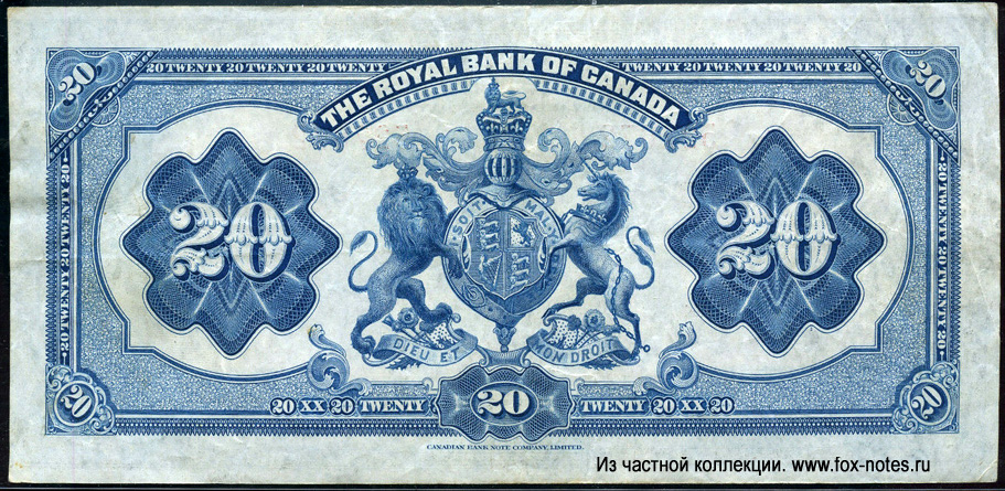 The Royal Bank of Canada 20 Dollars 1927