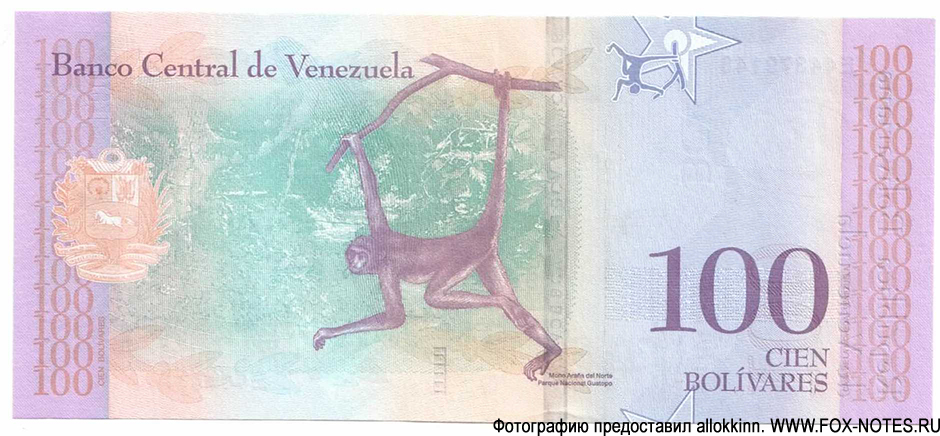  Banco Central de Venezuela. 100  2018.