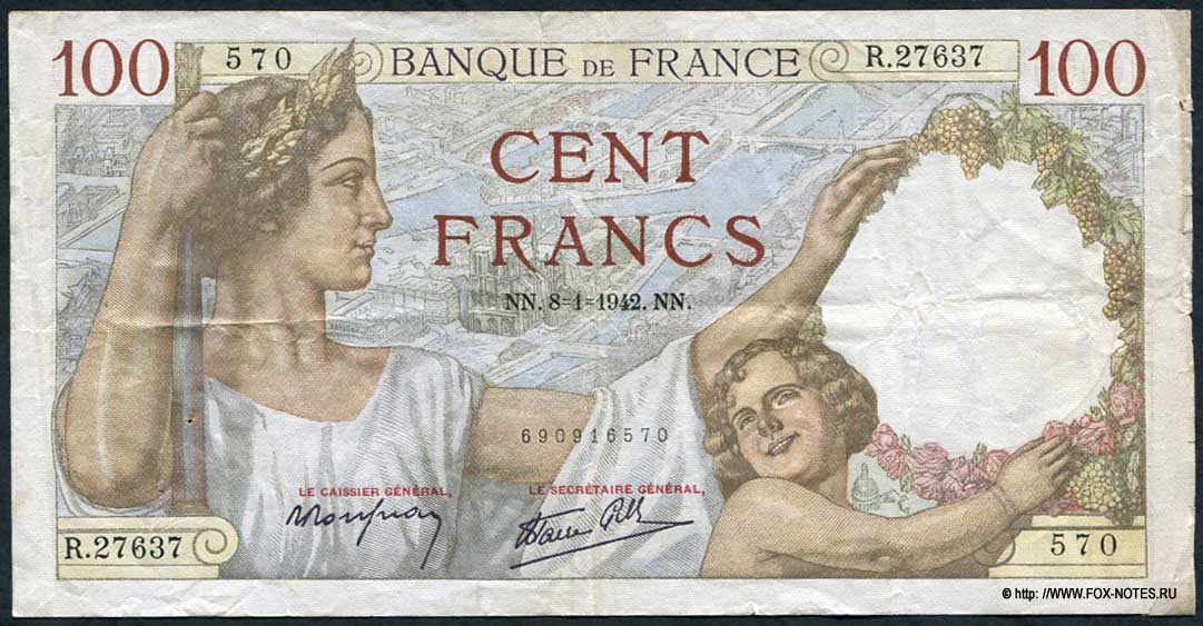  Banque de France 100  1942