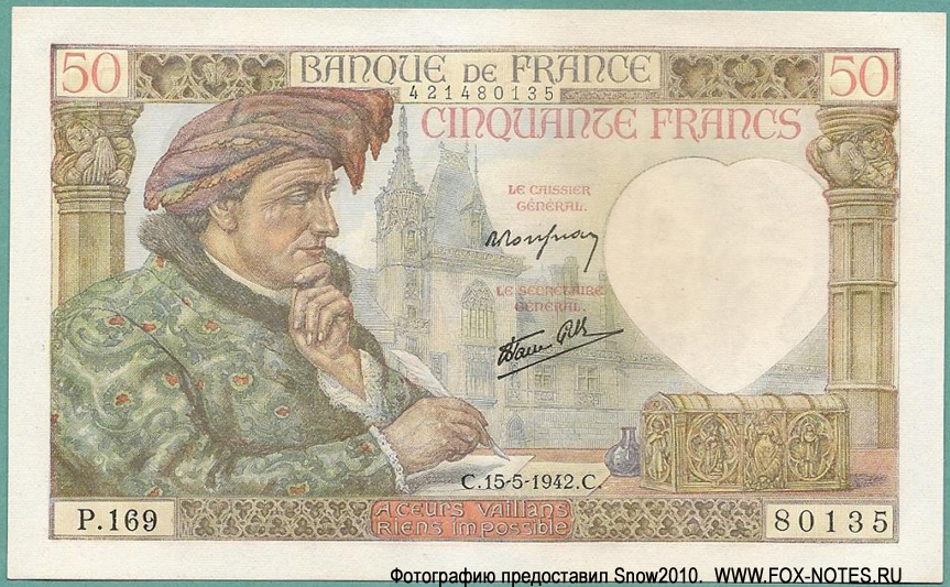 Banque de France 50   1942 "Jacques Cœur" 