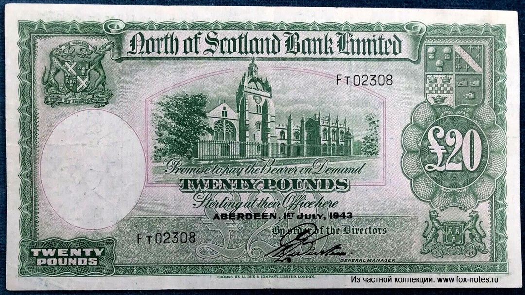 North of Scotland Bank Limited 20 pounds 1943