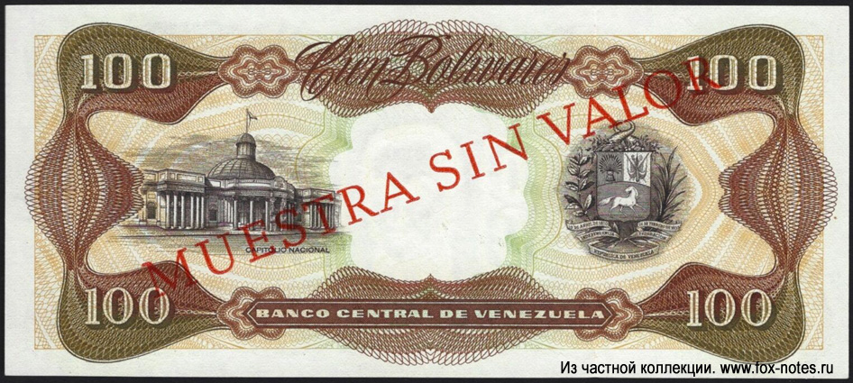 Banco Central de Venezuela.  100  1989 MUESTRA SIN VALOR