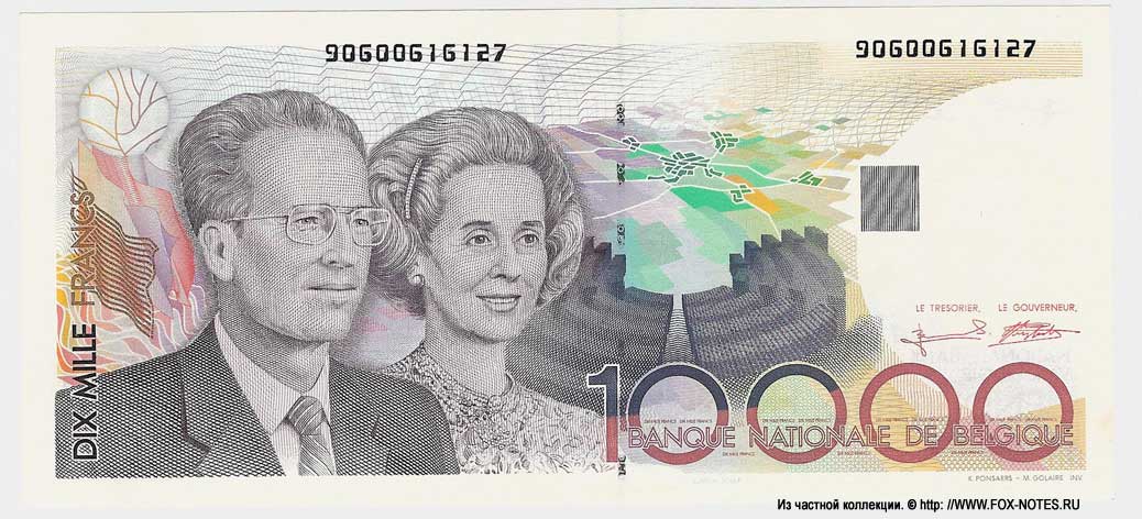  Billet Banque Nationale de Belgique 10000 Francs 1992