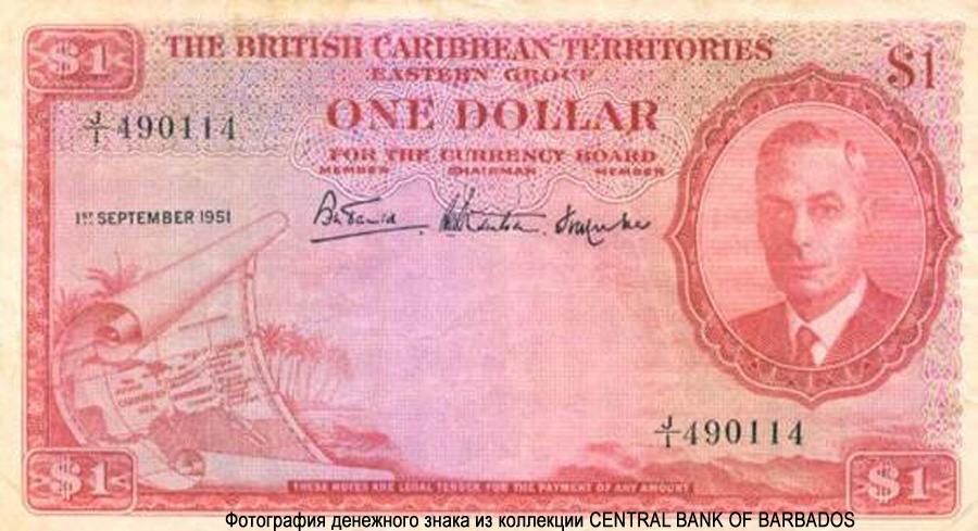 British Caribbean Currency Board 1 Dollar 1951