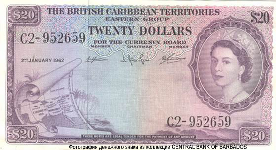 British Caribbean Currency Board $20 Dollars 1962