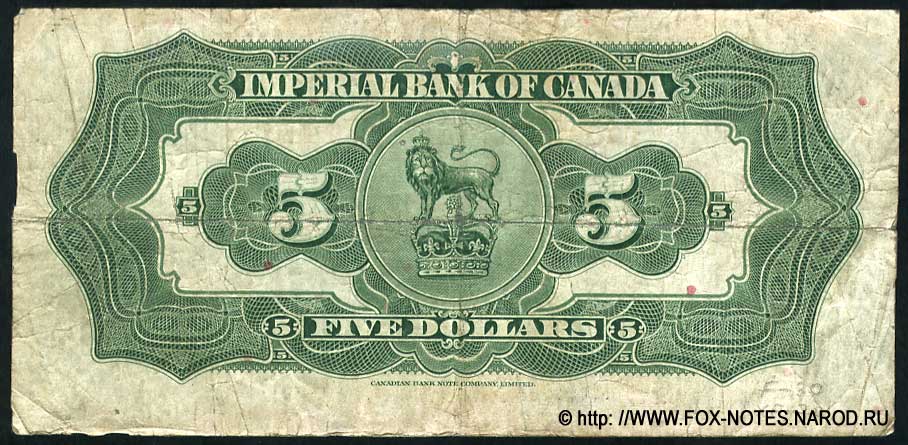 Imperial Bank of Canada 5 Dollars 1934
