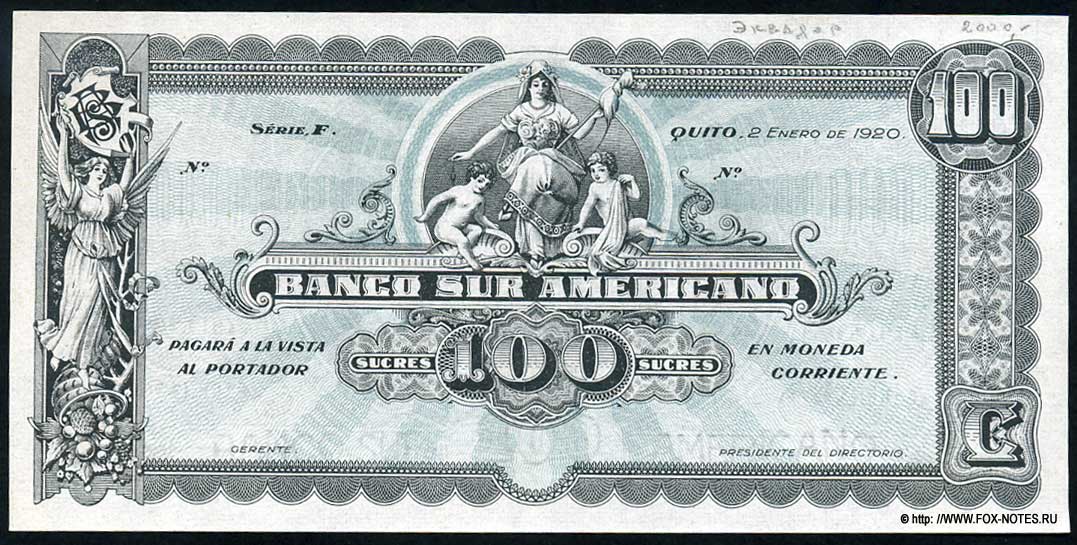 Banco sur Americano.  100  1920