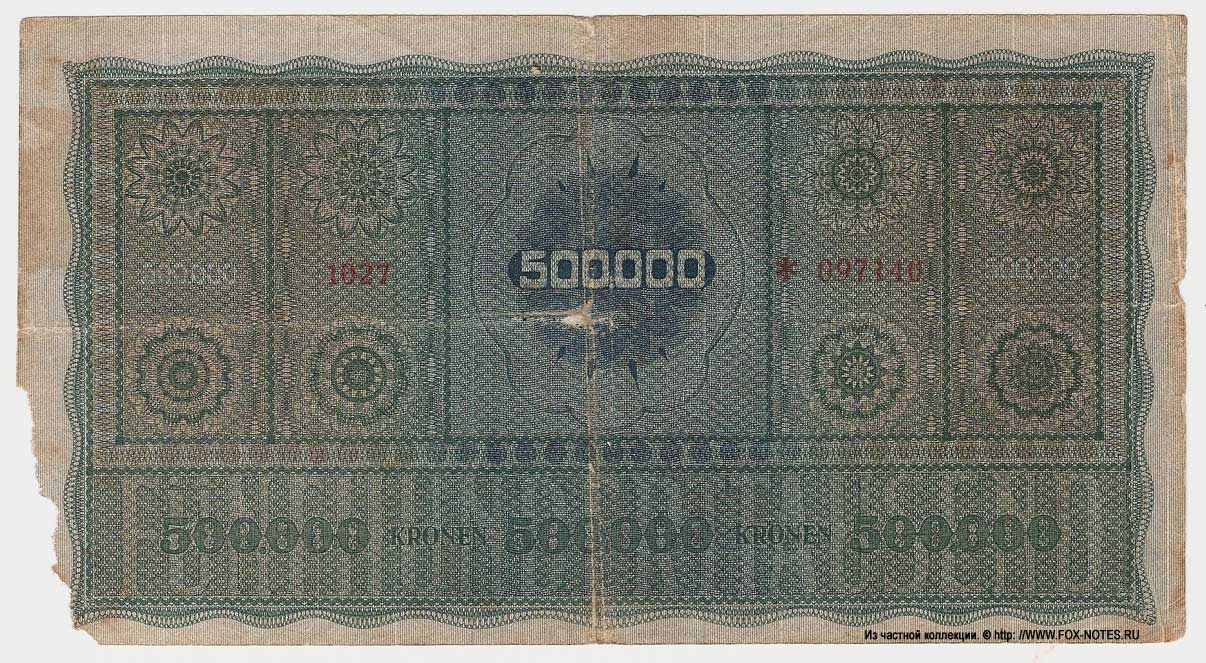 Oesterreichisch-ungarische Bank. Banknote. 500000 Kronen 1922.
