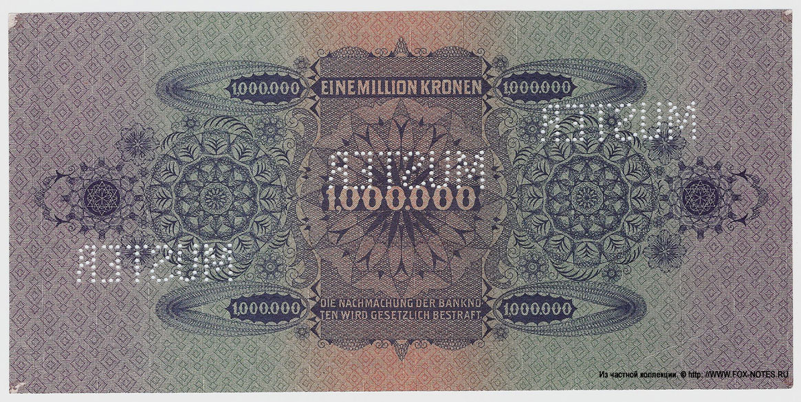 Oesterreichische Nationalbank. Banknote. 1000000 Kronen 1924.