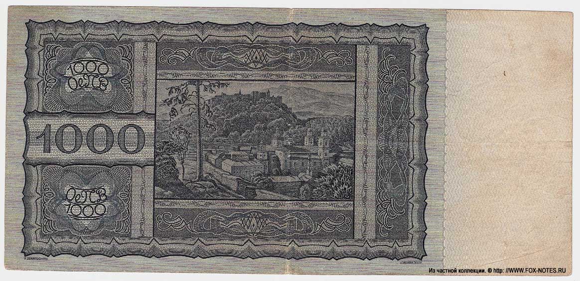 Oesterreichische Nationalbank. Banknote. 1000 Schilling 1930.
