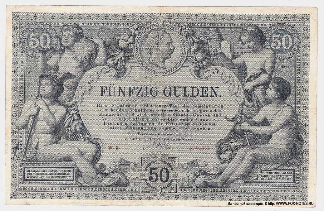 K. u. K. Reichs-Central-Cassa. Staatsnote. 50 Gulden 1884.