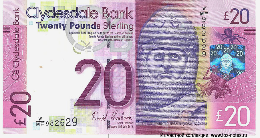 Clydesdale Bank 20 Pounds Sterling 2014