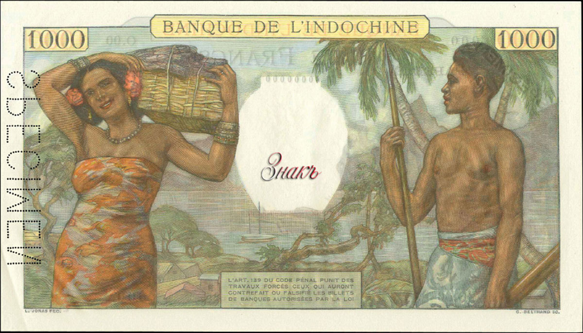 French Polynesia (Tahiti) Banknote of 10,000 francs 1939