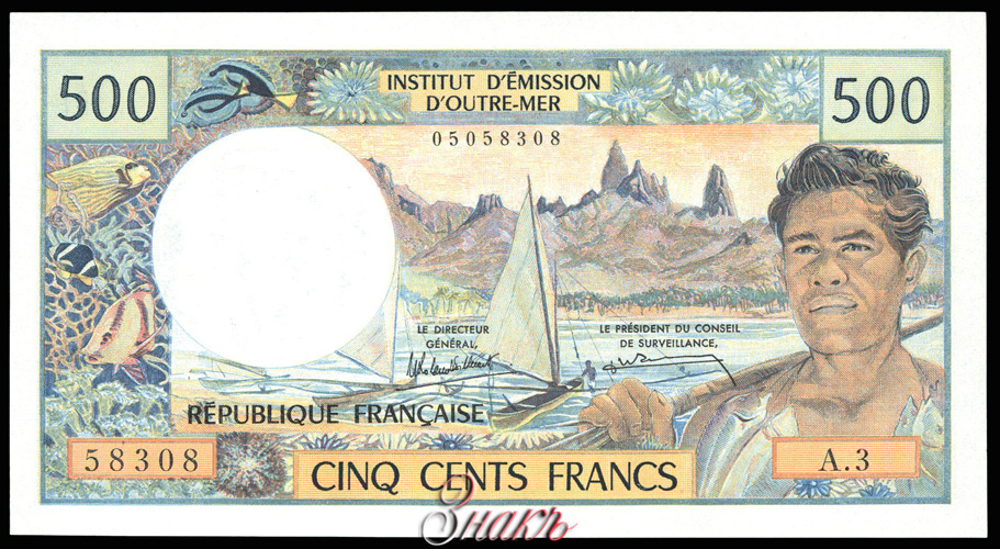 French Polynesia (Tahiti) Banknote of 500 francs 1985