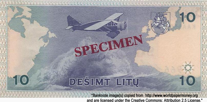 Lietuvos Bankas 10  1993 SPECIMEN ()