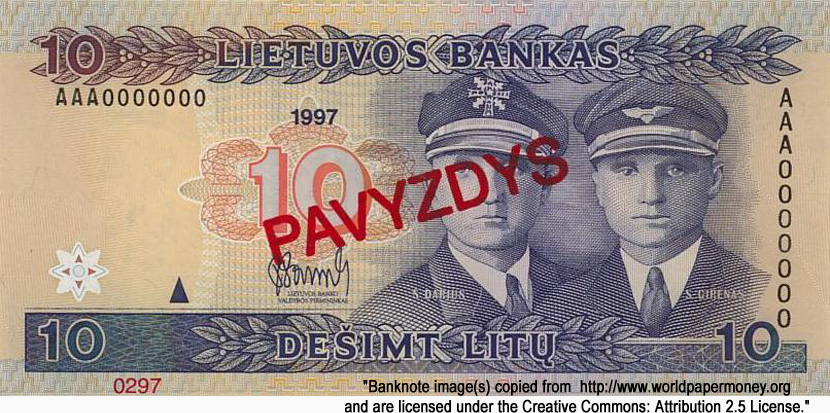  Lietuvos Bankas 10  1997 SPECIMEN ()