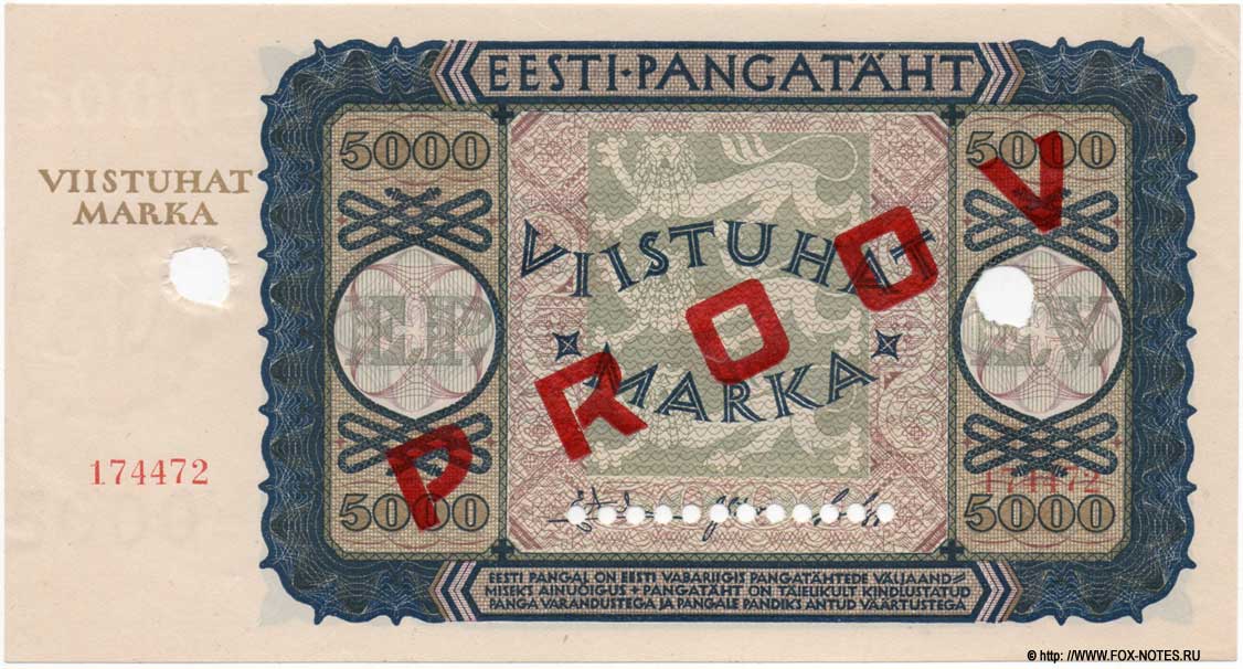 Eesti Pangatäht 5000 marka 1923.