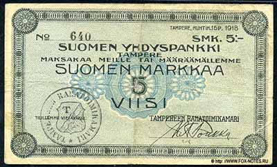 . Suomen Yhdispankki Tampere.  5   1918.