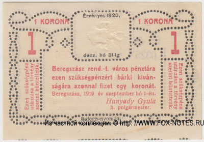 Beregszász  1 KORONA 1920