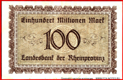 Landesbank der Rheinprovinz 100 Millionen Mark 1923
