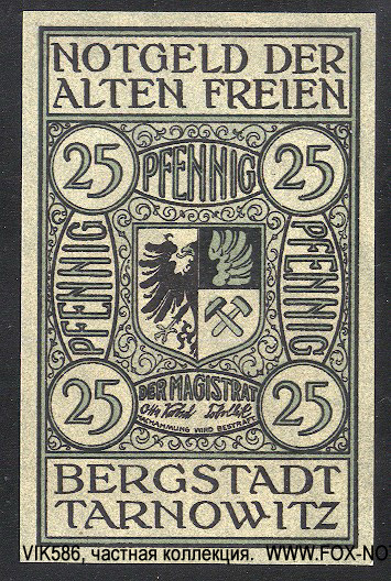 Stadtkasse Tarnowitz 25 Pfennig 1922