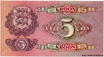 Eesti Pank. Pangatäht 5 krooni 1929.