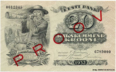 Eesti Pank. Pangatäht 20 krooni 1932