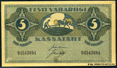     5  1919 (Eesti Vabariigi kassatäht 5 marka 1919)