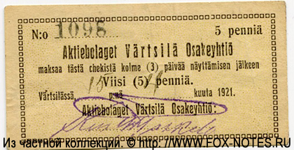  Atirnbolaget Värtsilä Osakehtiö 5  1921
