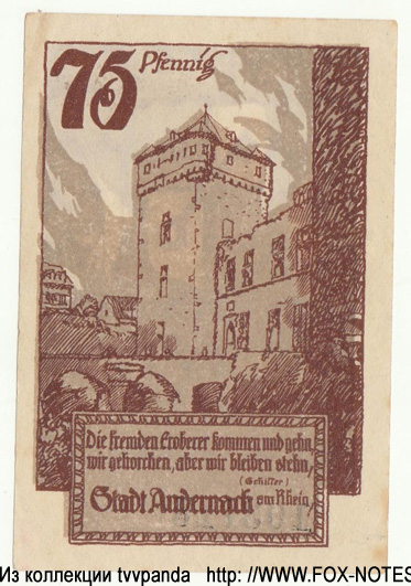 Stadt Andernach 75 Pfennig 1921 Notgeld