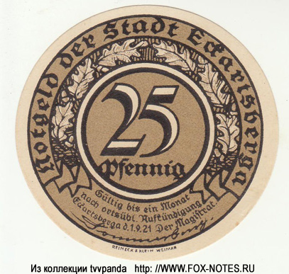 Stadt Eckartsberga Notgeld 25 Pfennig 1921 = 5