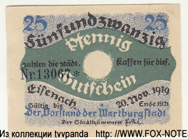 Stadtkassen Eisenach 25 Pfennig 1919