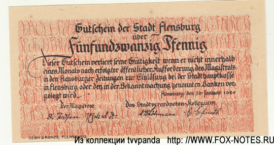 Stadt Flensburg 25 pfennig 1920