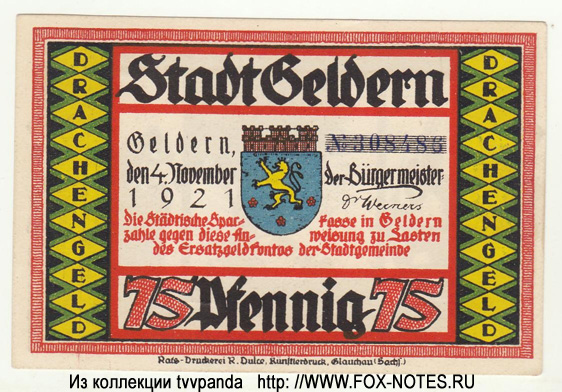 Stadt Geldern 75  Pfennig 1921 ()