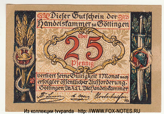 Handelskammer Göttingen 25 Pfennig 1917 | 1919